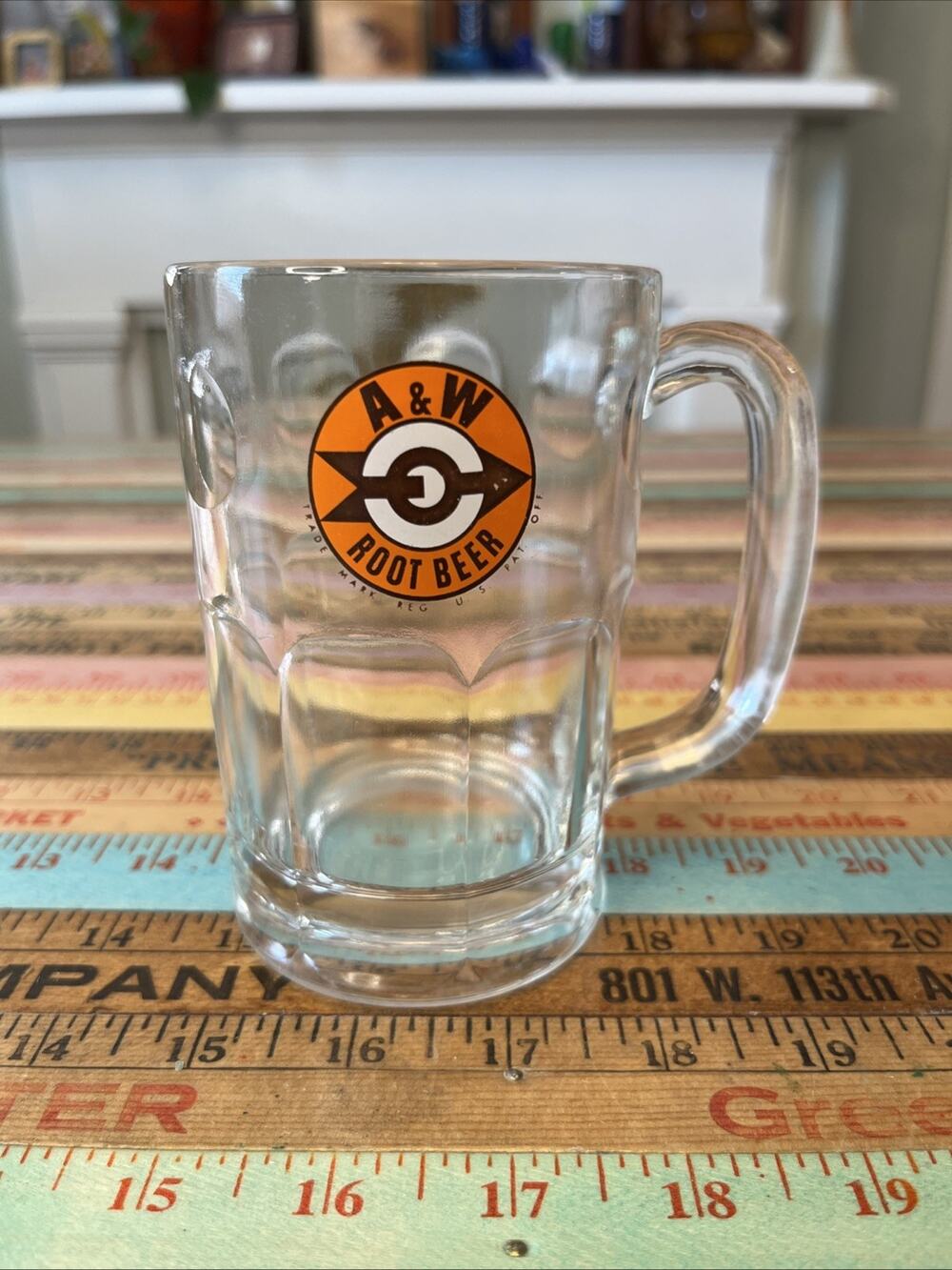 Vintage A & W Bow and Arrow Rootbeer Glass Handle Mug 4 1/4" Logo